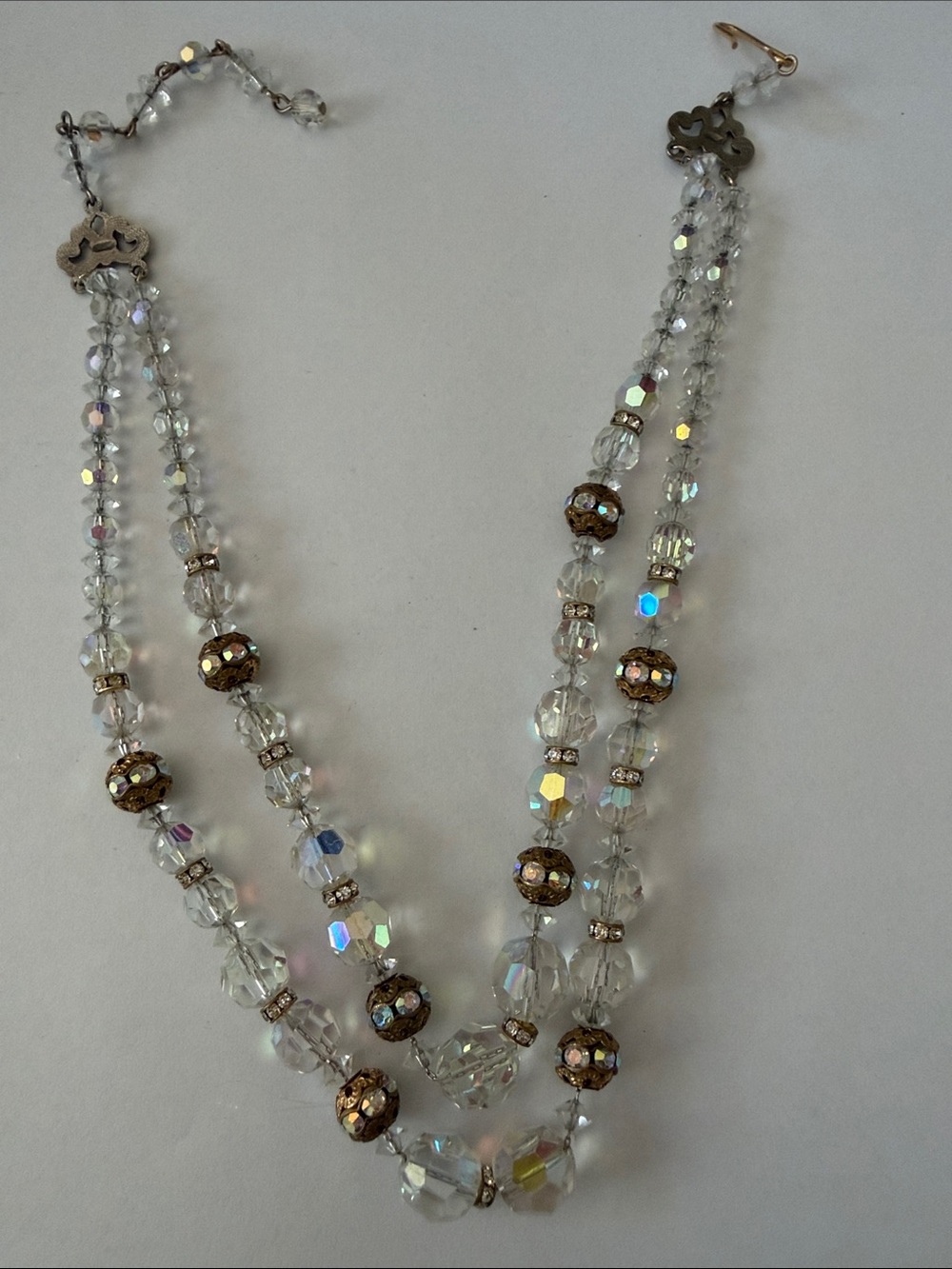 Crystal Aurora Borealis Beaded Necklace - Clear